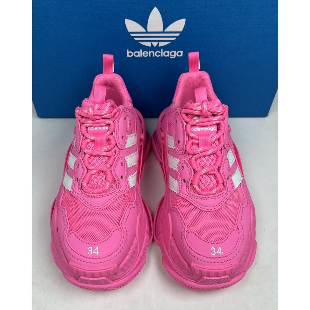 Size 34EU/4W - Balenciaga Triple S x Adidas Sneakers Pink💗 NEW/RETAIL $1,150! - Picture 2 of 9